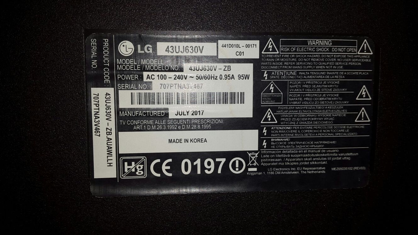 Телевизор LG 43 дюйма модель UJ630V 4k