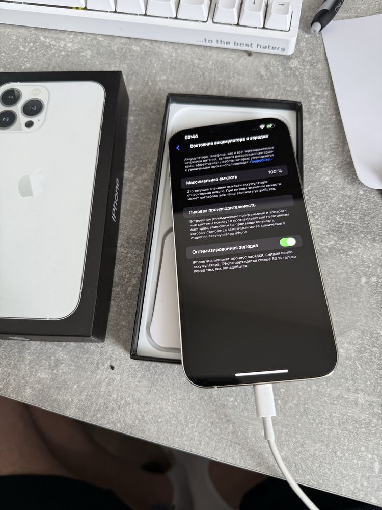Новый iphone  айфон 13 pro max Silver 256 GB 100%