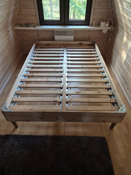 Łóżko kontynentalne 140x200 Ikea Dunvik + materac Hilding