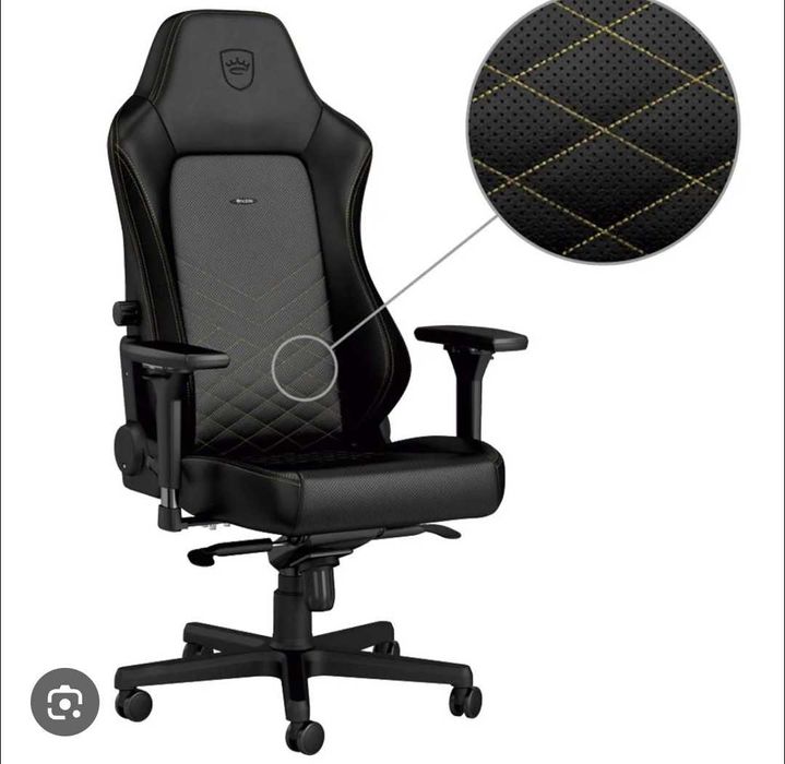 Cadeira Gamer Noblechairs Hero PU Leather Cor Preta com Dourado