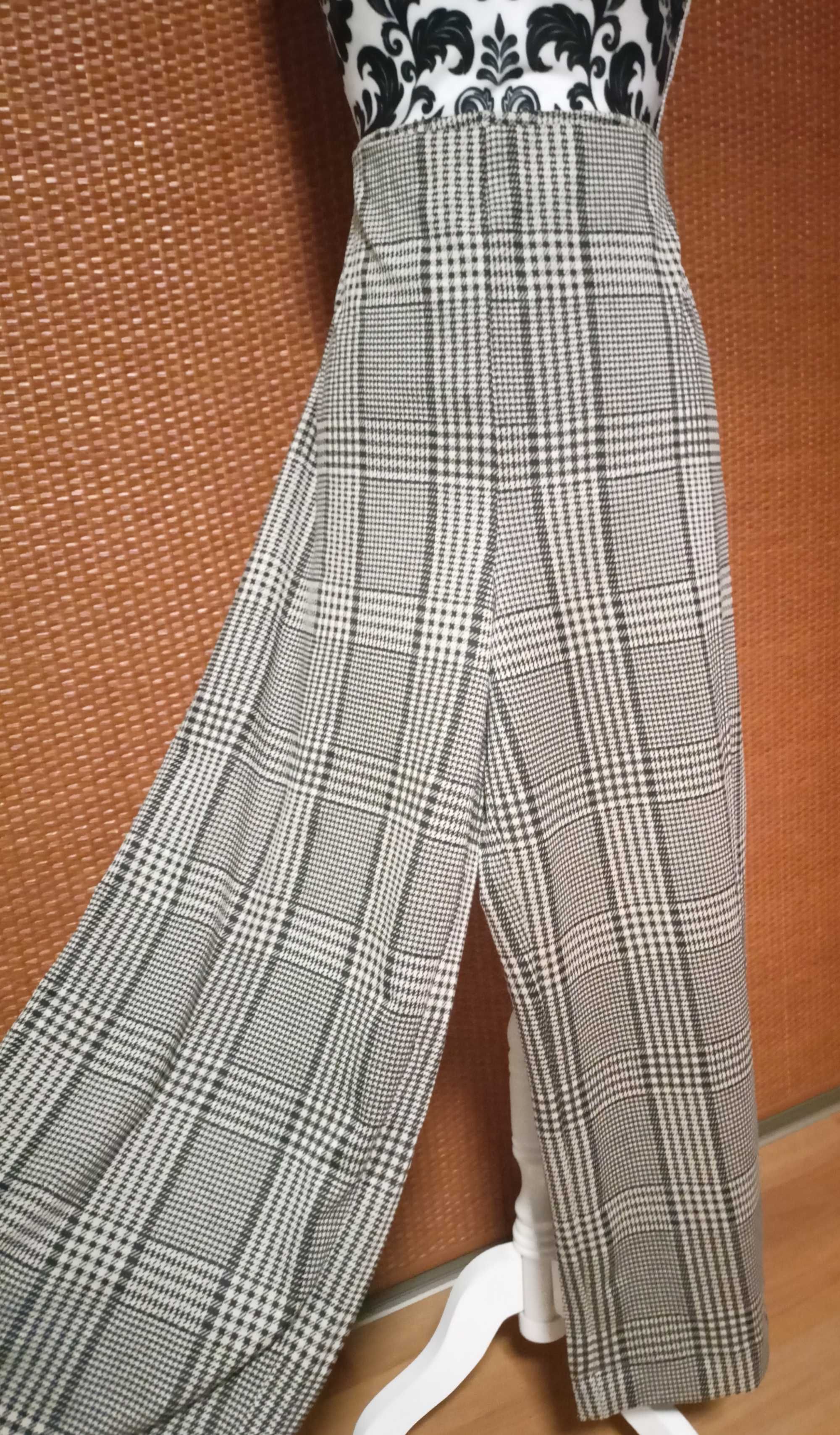 Spodnie wysoki stan szerokie nogawki z dżerseju 42/44