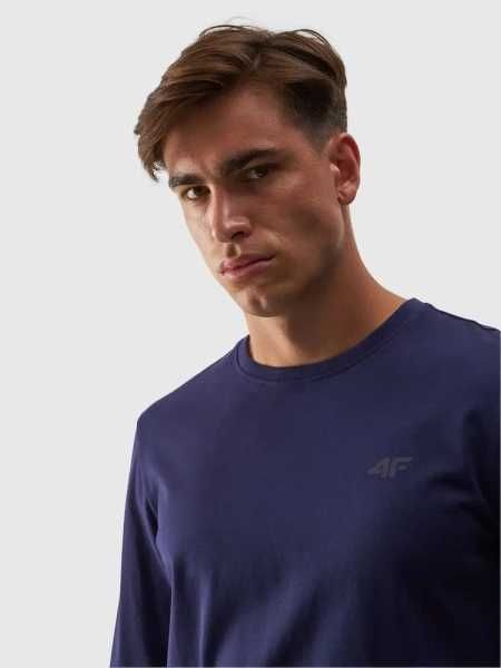 Longsleeve męski 4F M375 gładka bluzka z bawełny granatowa