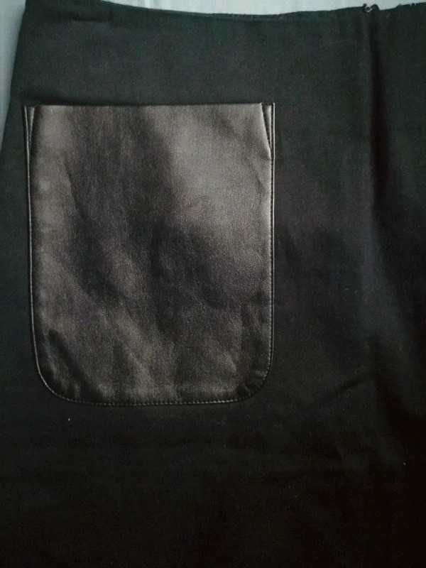 Nowa spódnica M 38 Cubus czarna bawełniana z ekoskórą