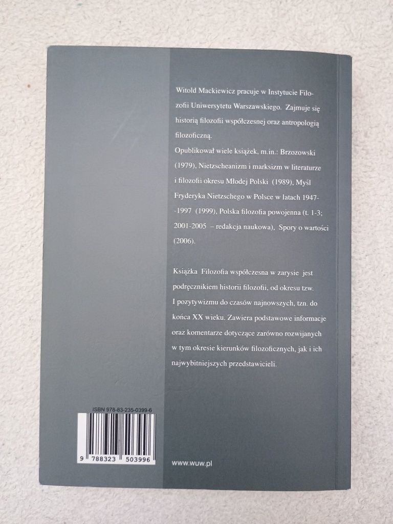 Filozofia współczesna w zarysie Witold Mackiewicz