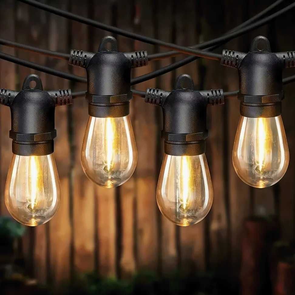 Girlanda ogrodowa solarna 15m + pilot LED świetlna
