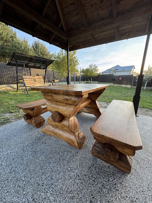 Ручна робота Дубовий Стіл/Лавочки Дуб Ясень Сад Епоксидна смола