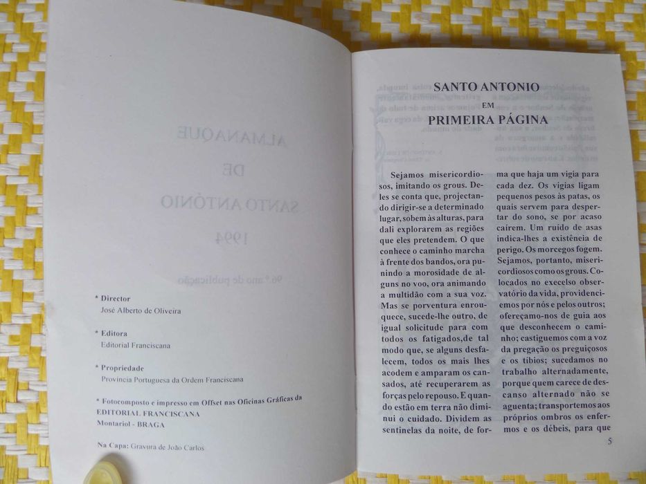 ALMANAQUE DE SANTO ANTÓNIO – 1994
Editorial Franciscana