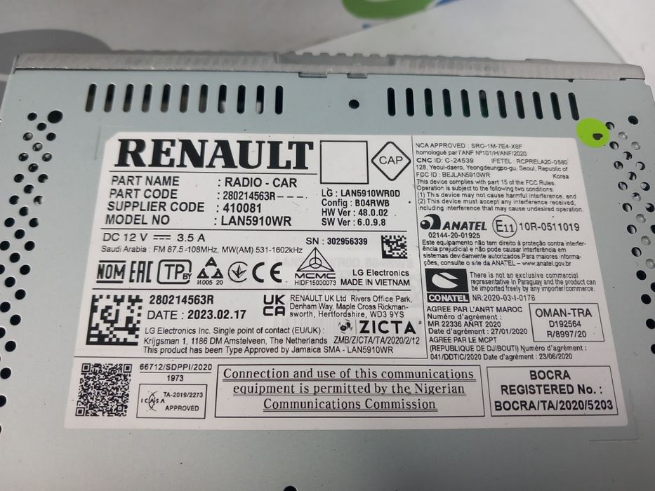 Radio display Dacia Sandero Dacia Jogger