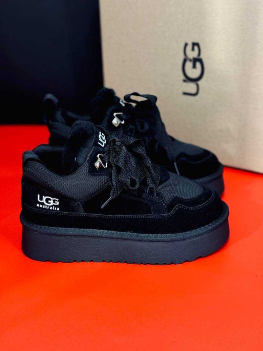 Женские зимние кроссовки ugg черные на меху высокие кросовки