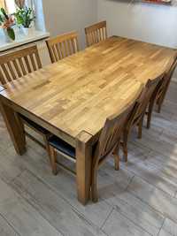 Stół dębowy z kompletem krzeseł
