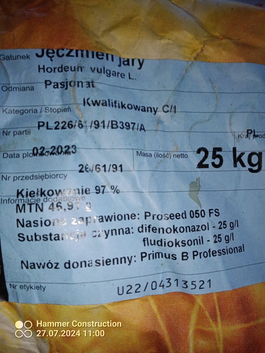 Jęczmień jary Pasjonat