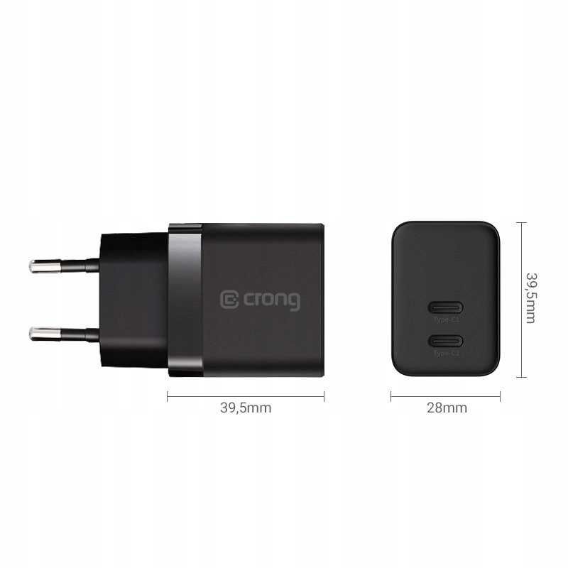 Ładowarka Sieciowa Crong GaN 35W PD 3.0 2x USB-C