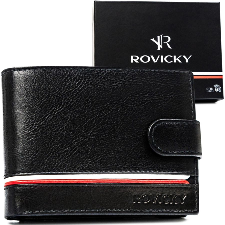 czarny portfel skórzany męski z ochroną rfid - rovicky