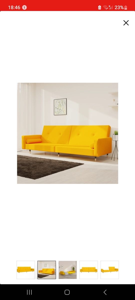 Sofá-cama de 2 lugares com apoio de pés veludo amare
