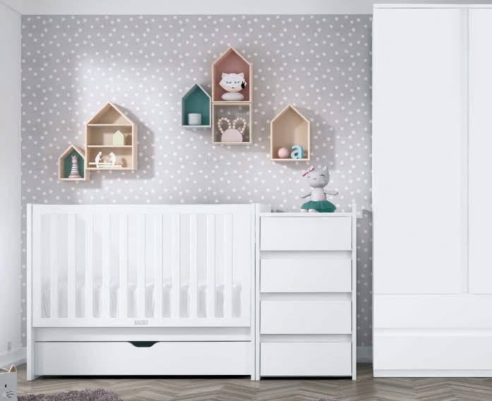 Cama de grades e modulo de gavetas/muda Fraldas Trama Mini Combi