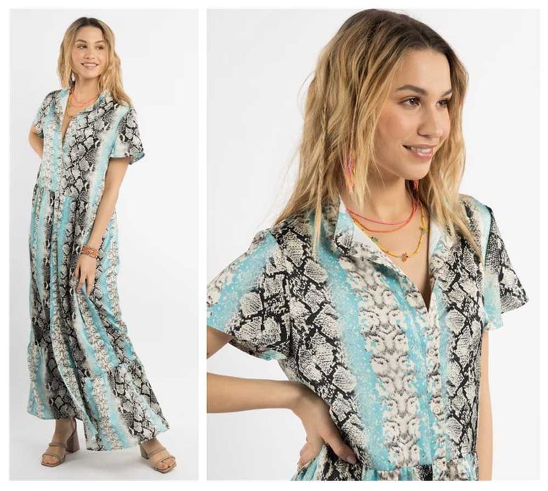 Izia Vestido maxi de manga curta Tam S (227)