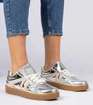 Srebrne sneakersy trampki damskie lakierowane Keyla