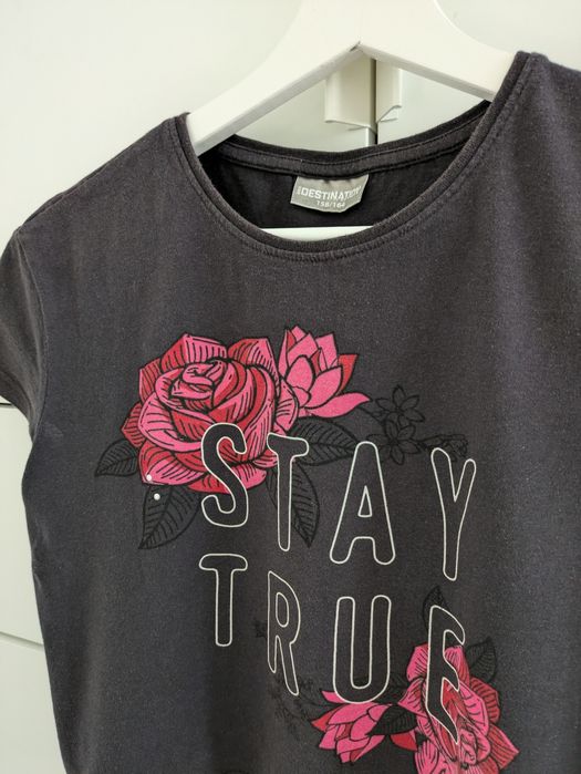 Bluzka crop top Pepco * czarna róże * 152/158