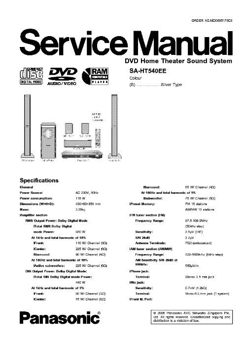 Kino Domowe DVD Panasonic SA-HT540 Zestaw Audio-Video Moc 850W