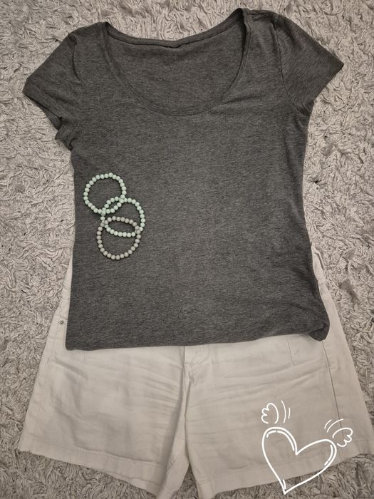 Damski szary basic T-shirt #klasyka S