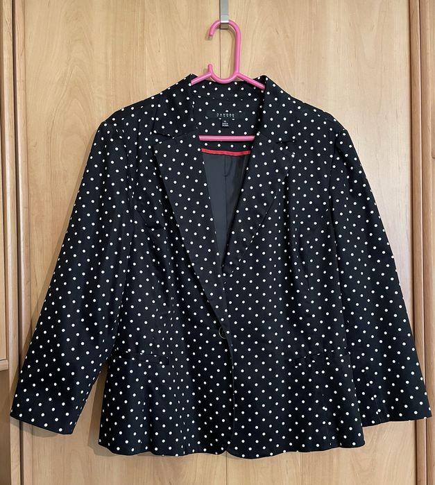 Marynarka damska czarna w biale kropki XL