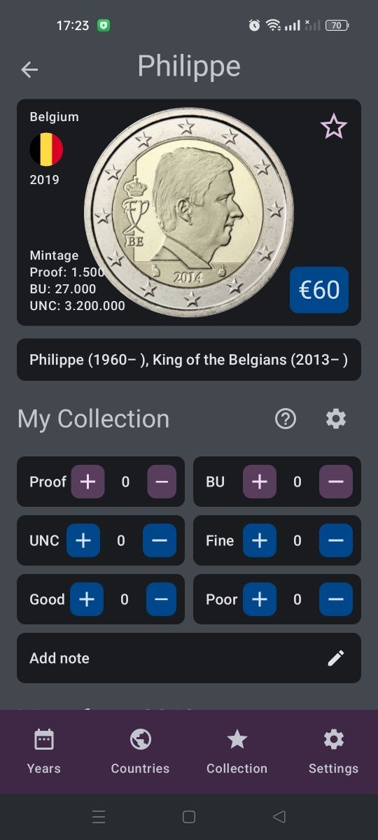 Moeda comemorativa de 2 euros Philippe