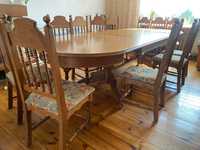 Stół dąb rustykalny + 12 krzeseł Rozkładany 2.5-3.5m