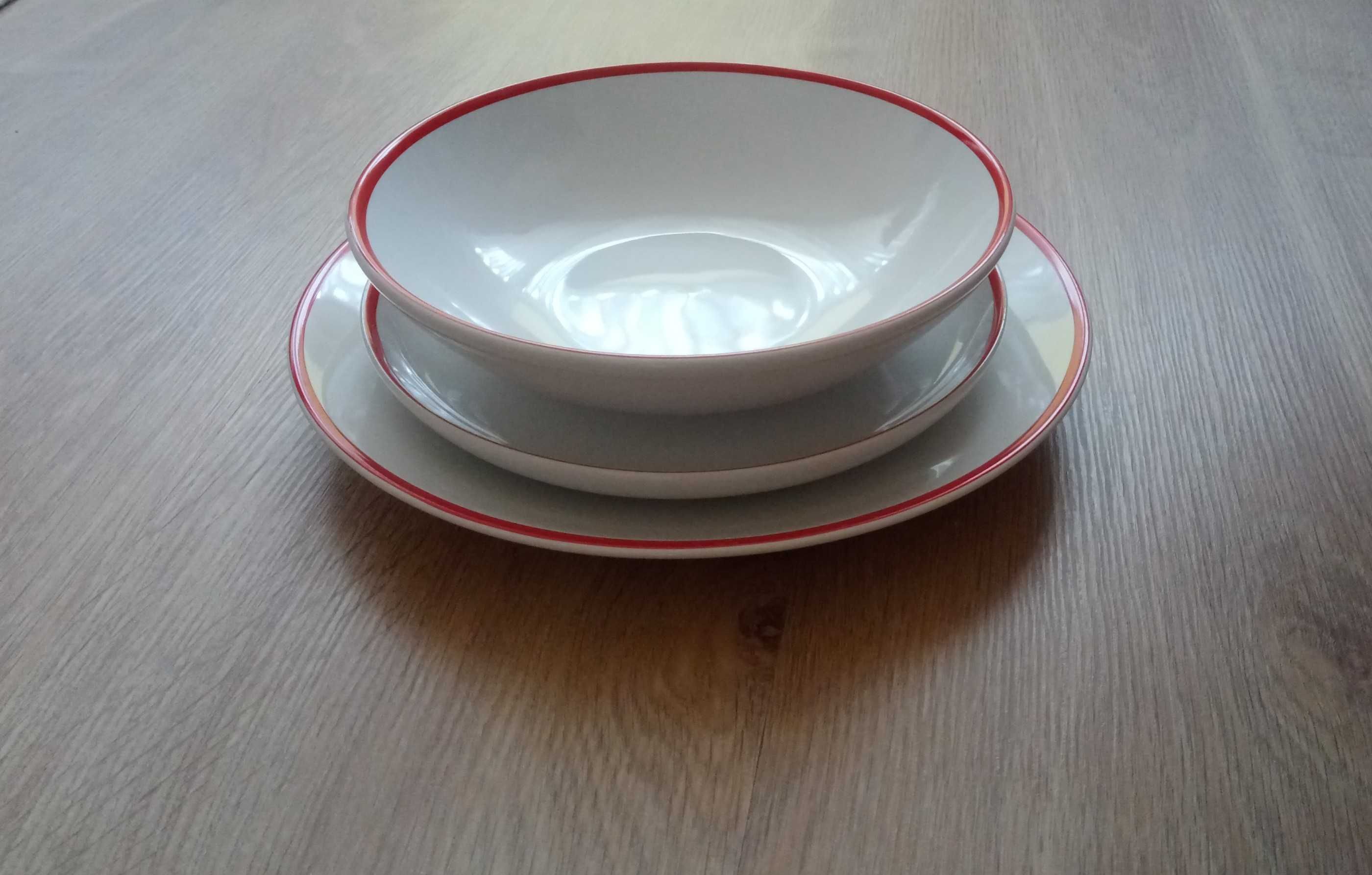 Zastawa stołowa, Biało-Czerwona, 36 elementów,12 osób,F&F Home Basics.