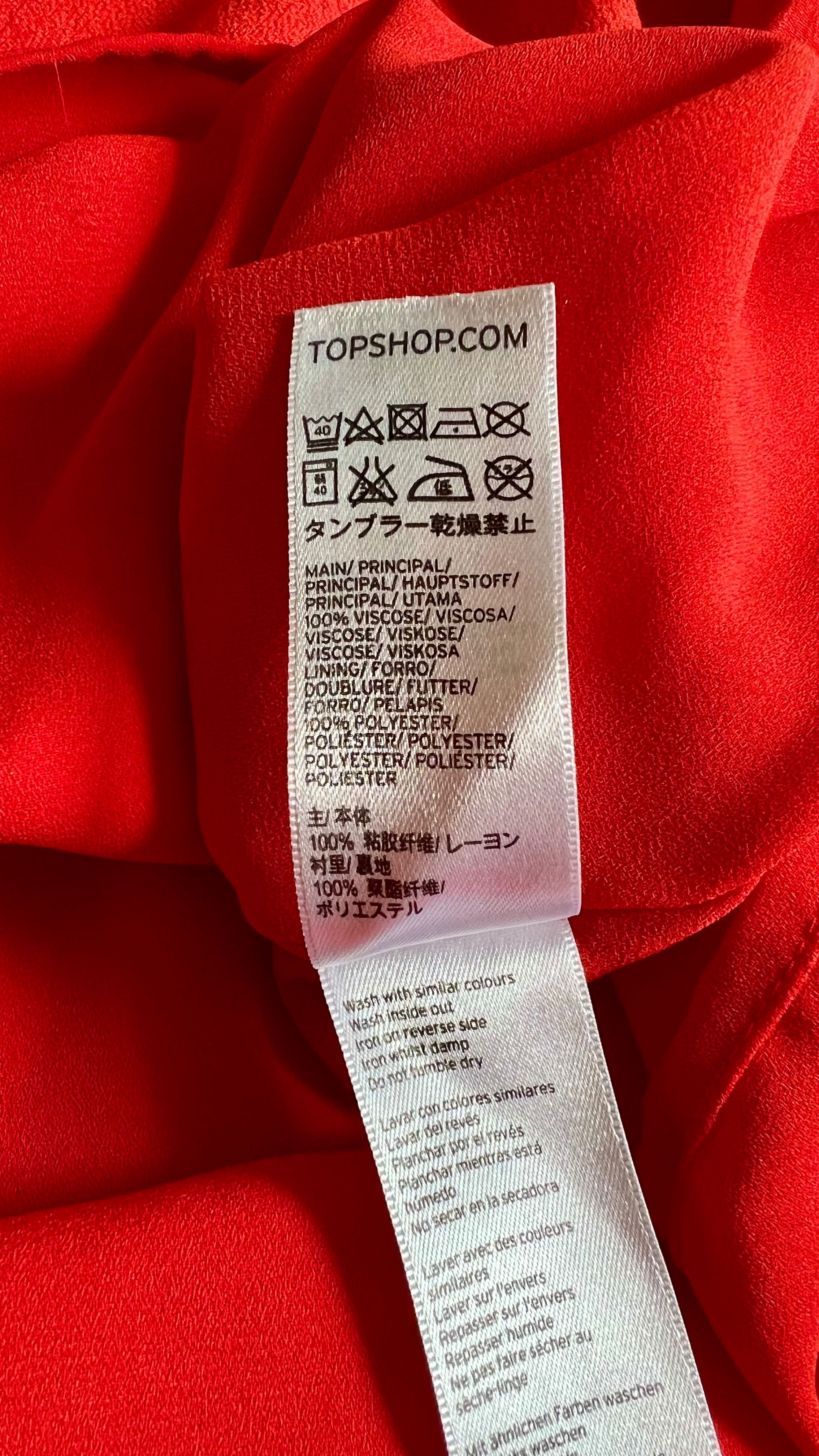 Koszulka elegancka premium Top Shop czerwona marchewkowa 100% wiskoza