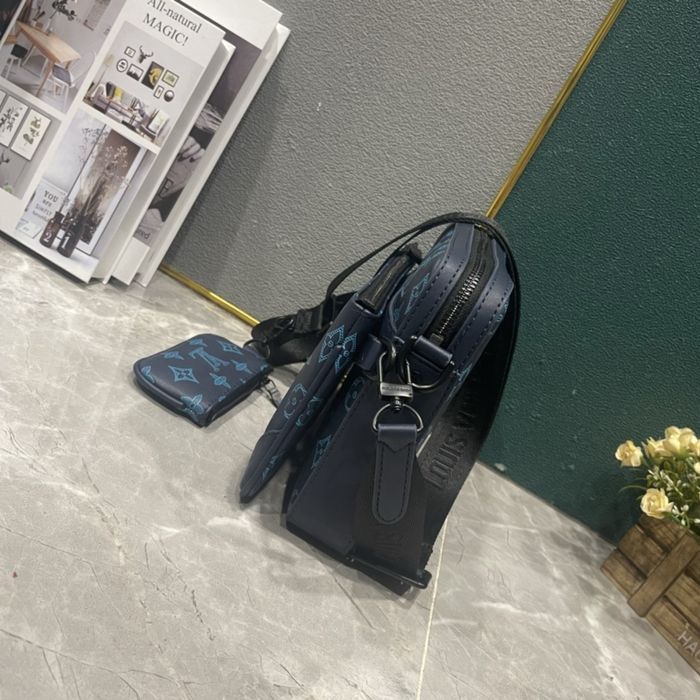 LOUIS VUITTON TRIO 3в1 3v1 messenger сумка мужская кожаная синяя
