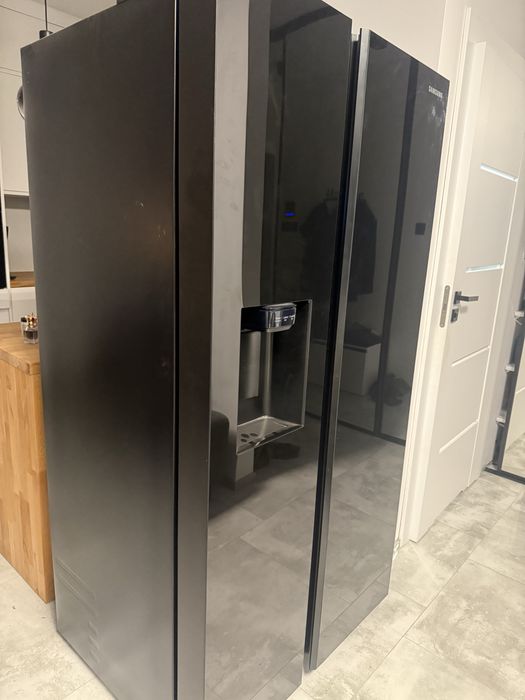 Lodowka side by side czarna szklana nowa gwarnacja