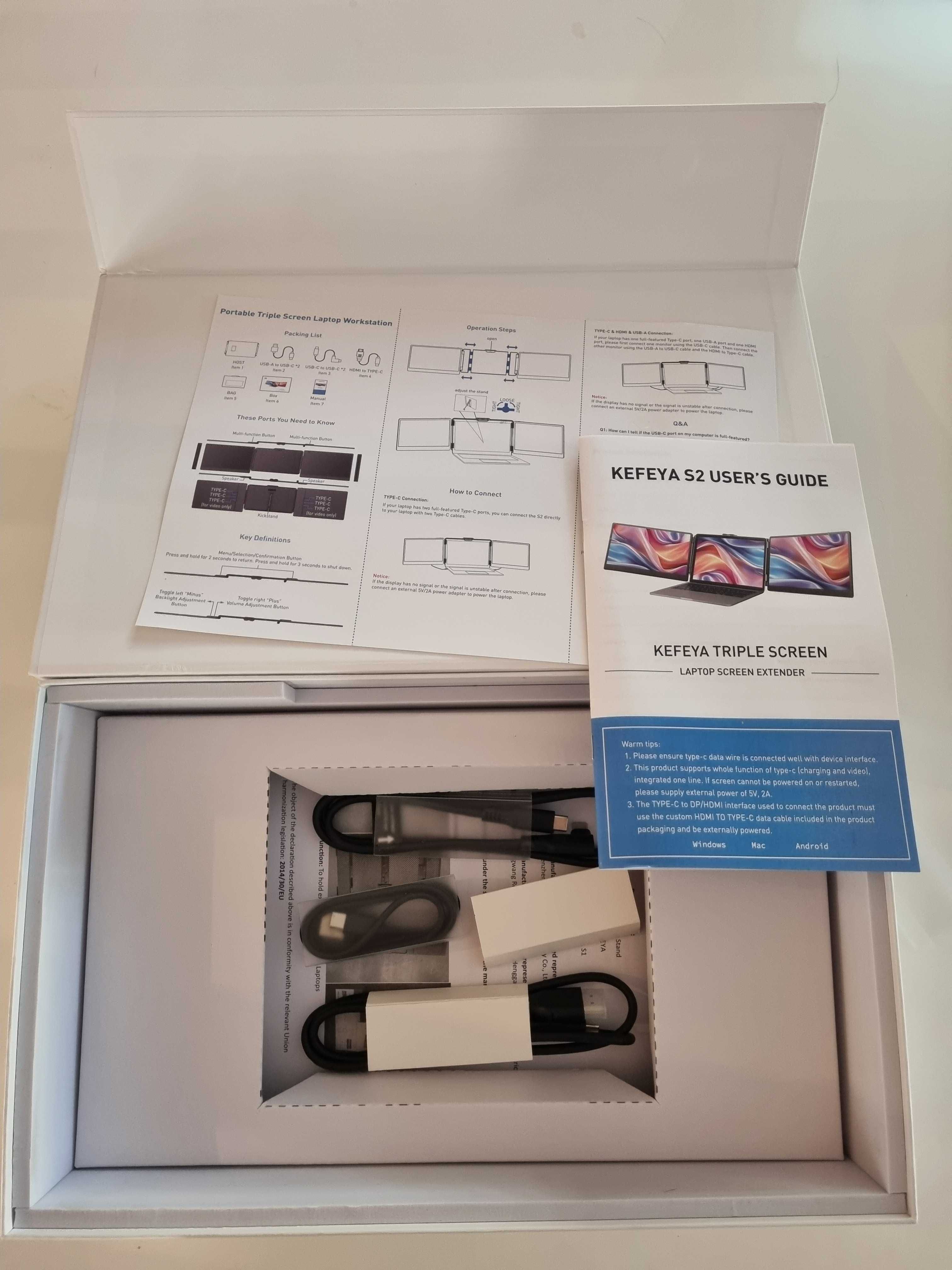 Extensor de Ecrã Portátil KEFEYA S2 – 2 monitores extra (14")