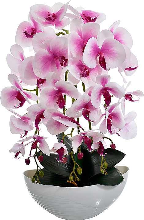 Storczyk donica sztuczne kwiaty orchidea dekoracja salonu liście
