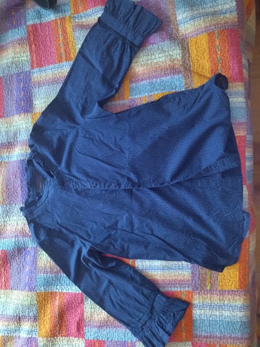 Camisa senhora azul manga 3/4