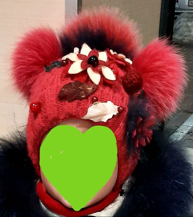 Шапка зимняя с натуральными бубонами