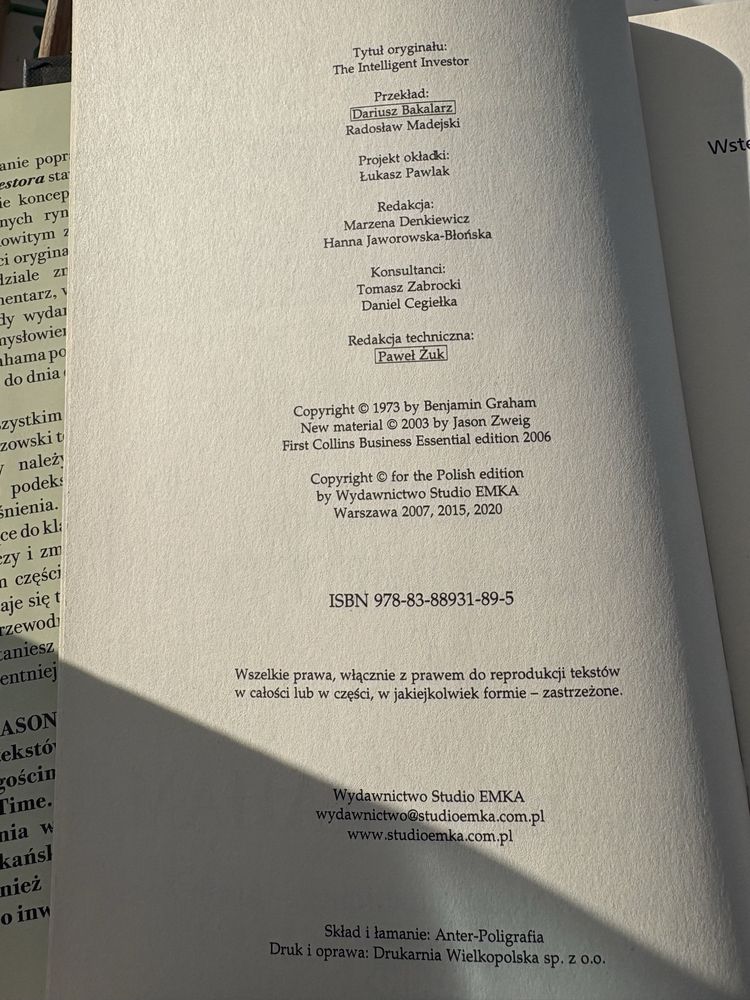Inteligentny inwestor -  Benjamin Graham, bestseller, świetny stan
