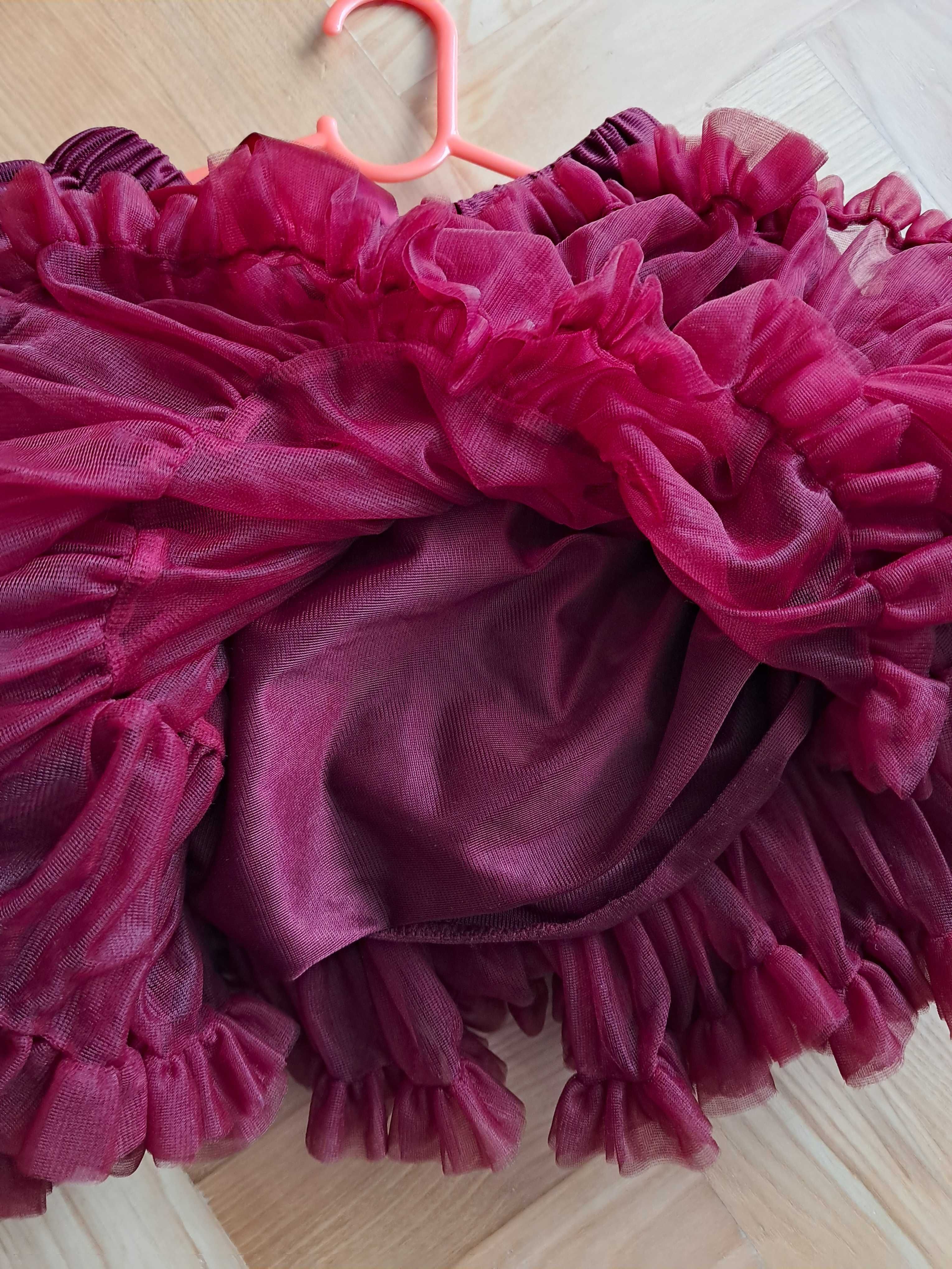 Tiulowa krótka spódniczka dziewczęca typu pettiskirt, długość 34 cm