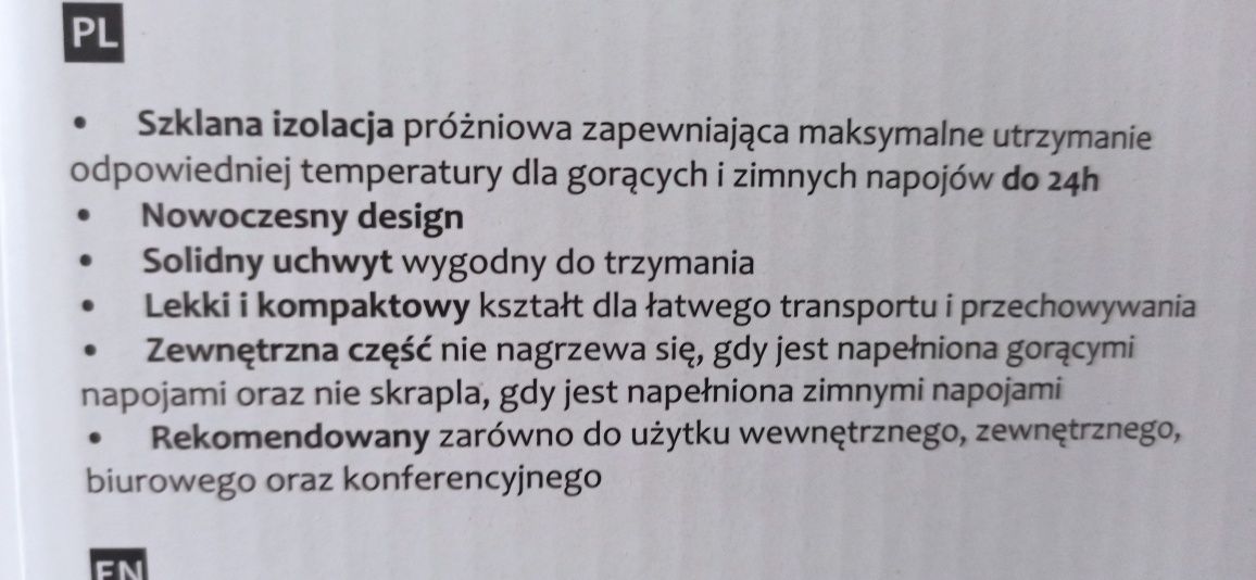 Termos z wkładem szklanym Lungo Vialli Design 1l. Nowy