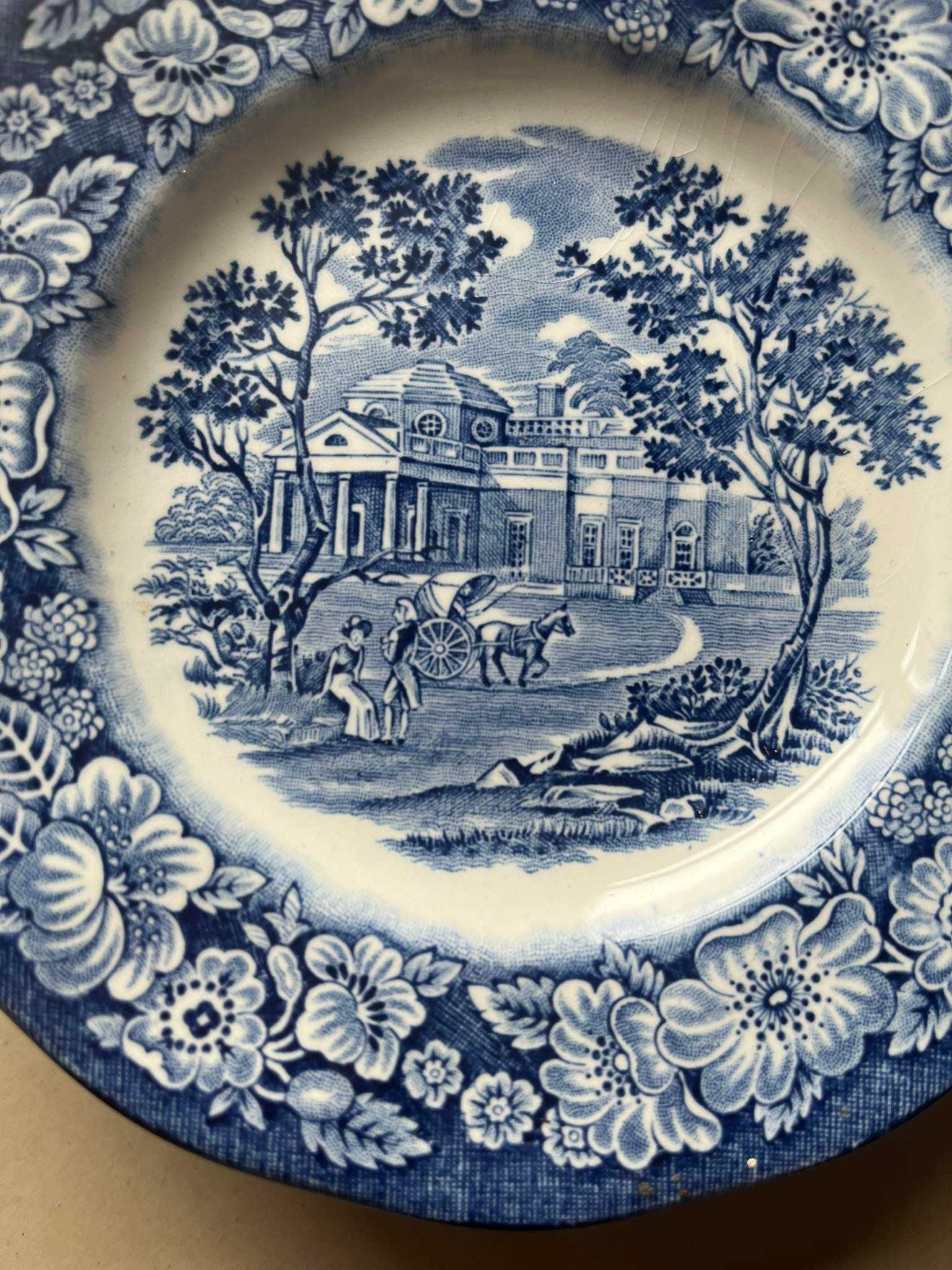 Talerzyk Liberty Blue Minticello Historic Colonial Scenes