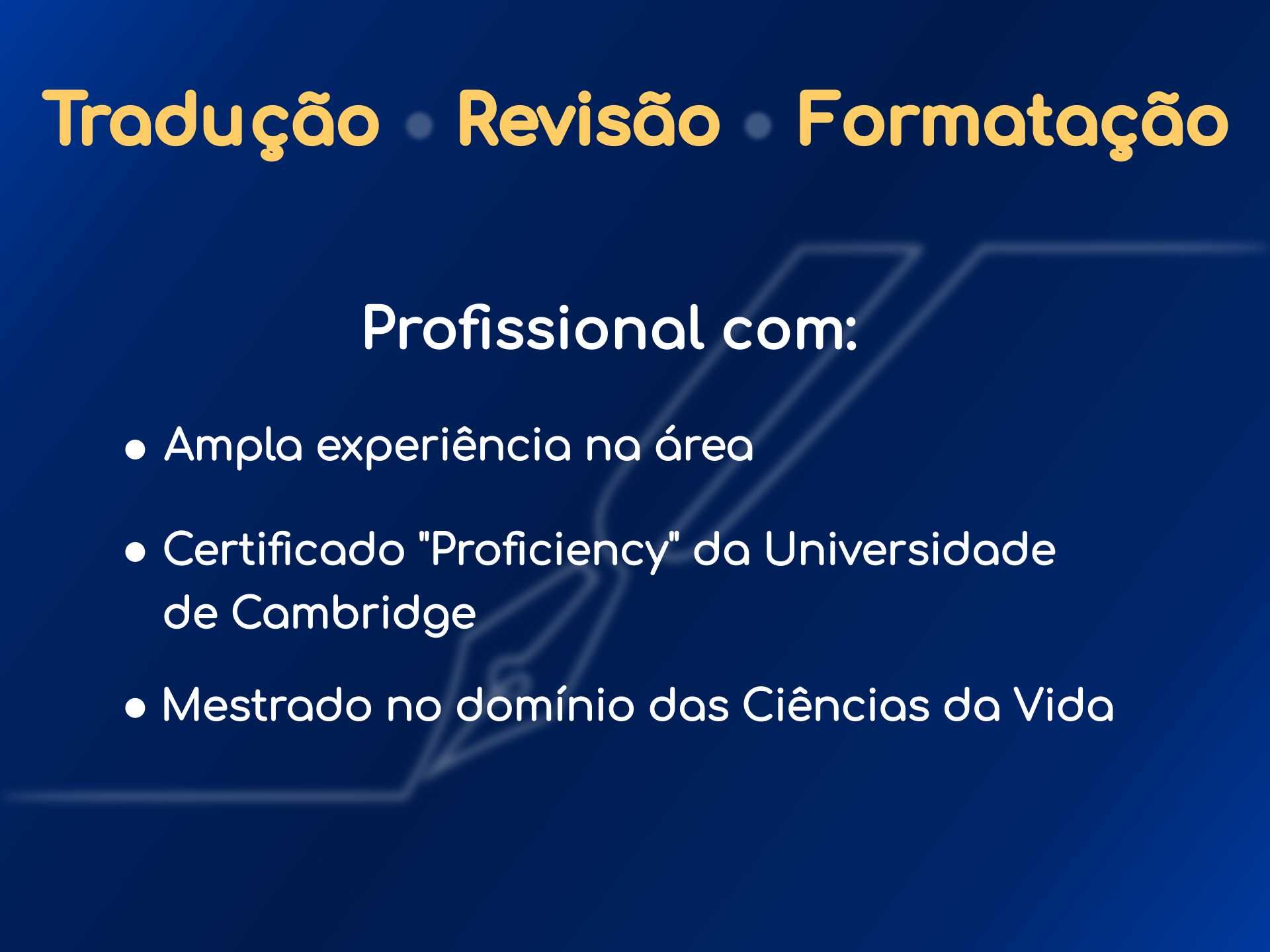 Serviços de tradução/revisão/formatação