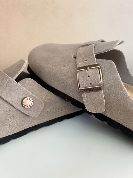 Birkenstock Boston сірі, розмір 36 (замшеві шльопанці)