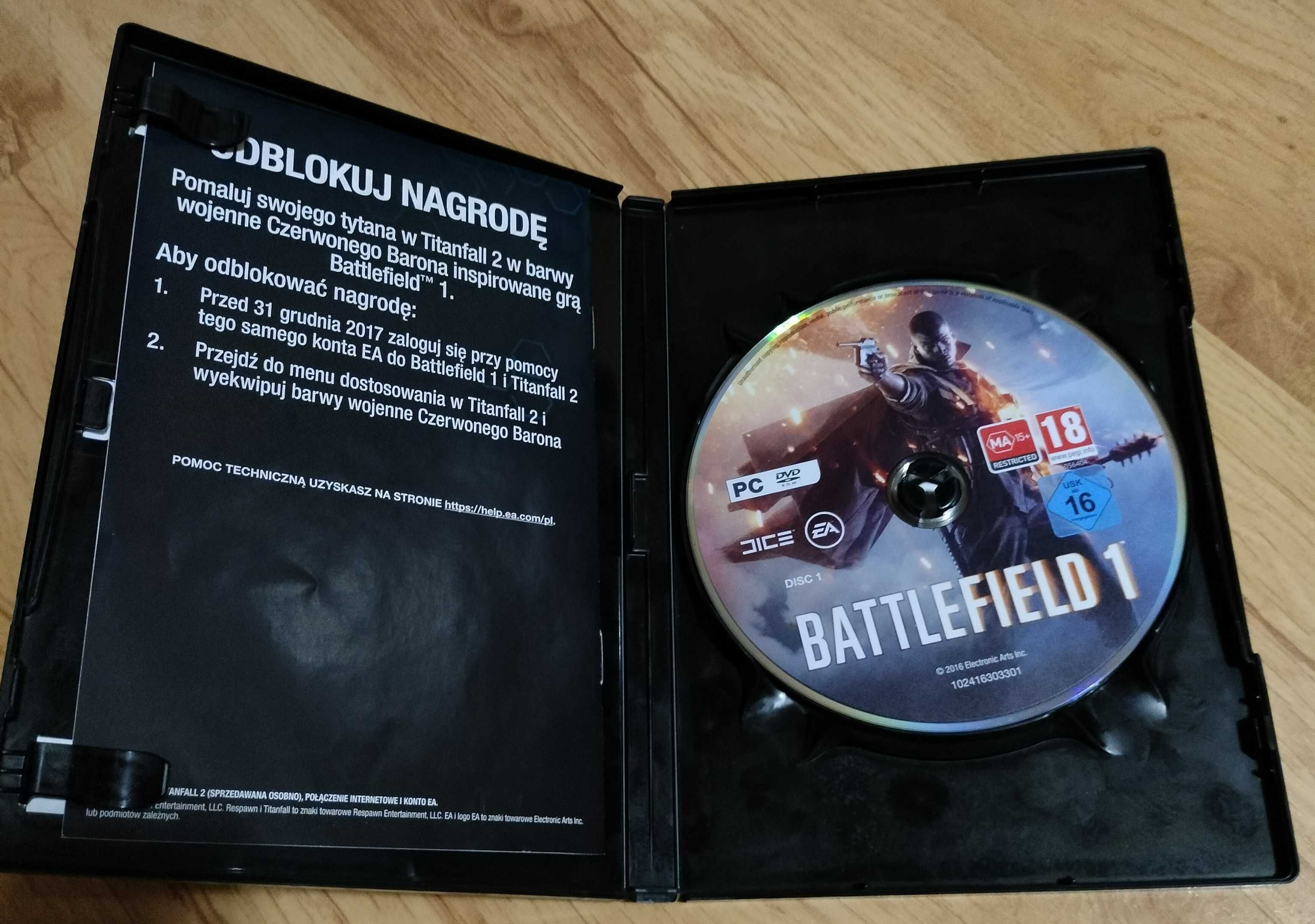 Pudełko po grze Battlefield 1 stan idealny