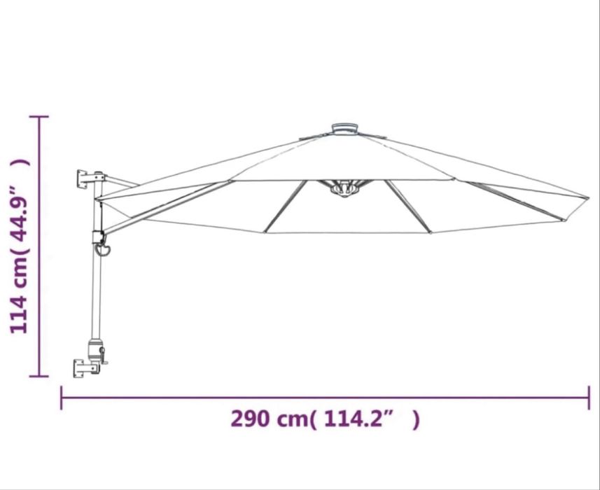 Ścienny parasol ogrodowy, zielony 290cm/ Vida XL
