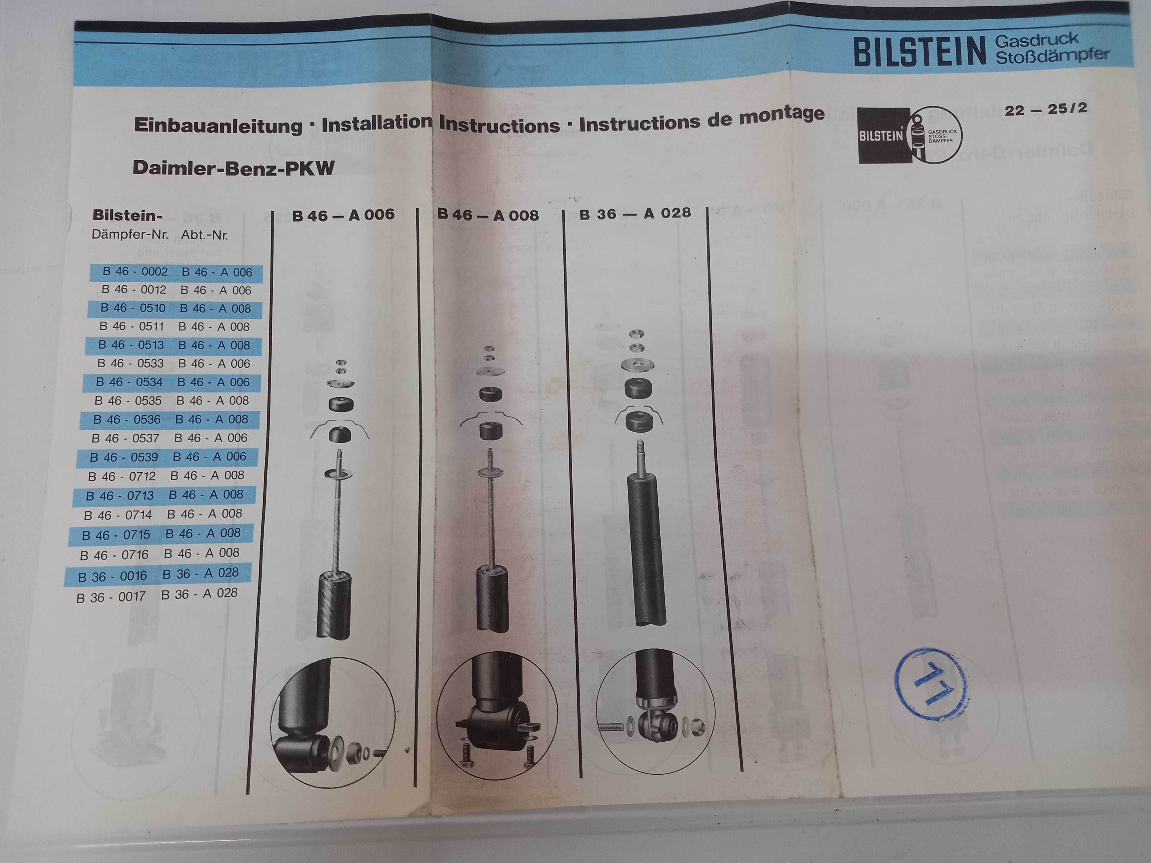 Amortecedores Bilstein B4 Mercedes W114/W115