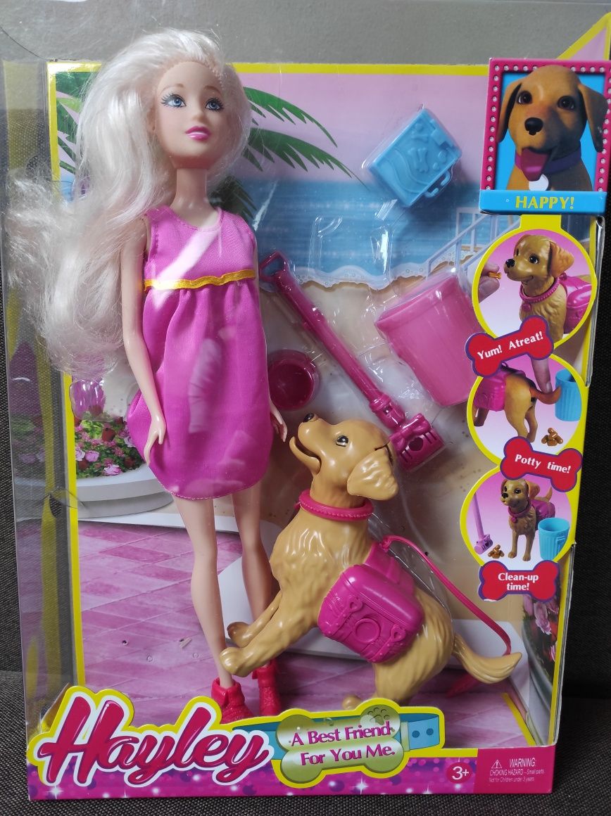 Lalka jak Barbie z pieskiem