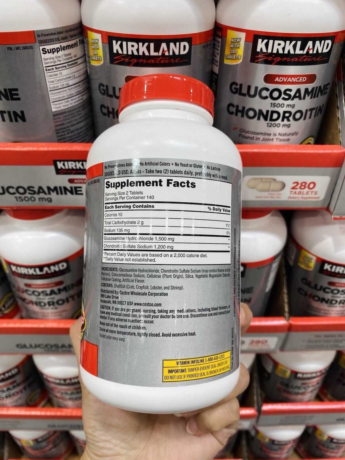 Хондропротектор Kirkland Signature Glucosamine & Chondroitin, 280 табл
