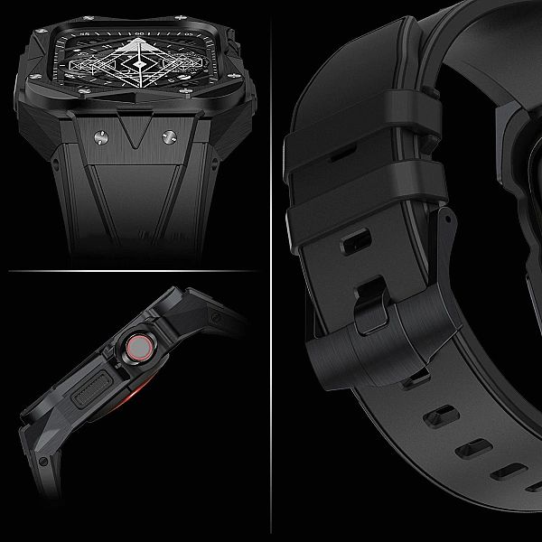 Kingxbar CYF140/2w1 pancerne etui Apple Watch 9, 8, 7 (45 mm) ze stali