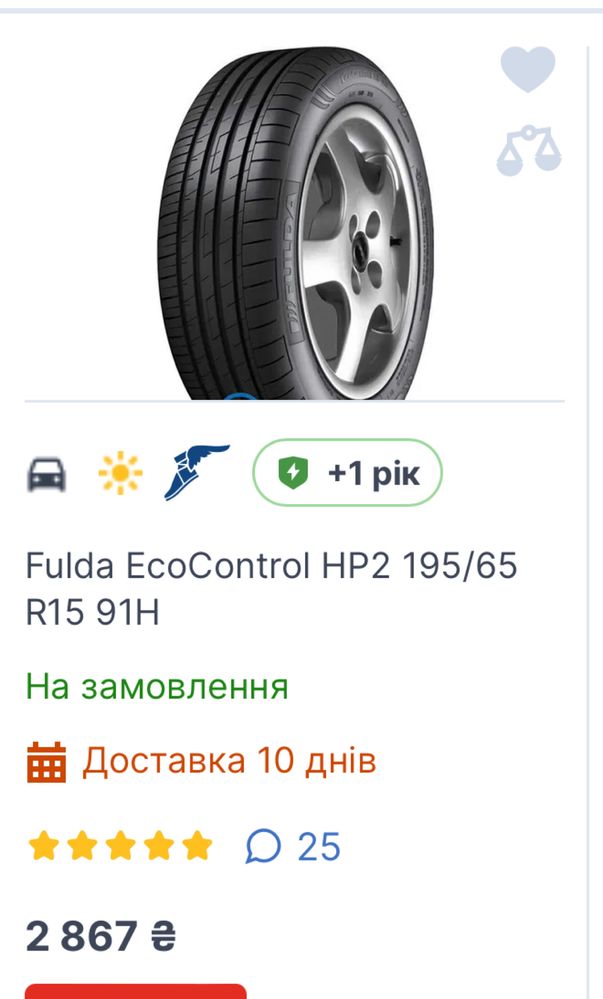 Резина Fulda EcoControl HP2 195/65 R15 91H