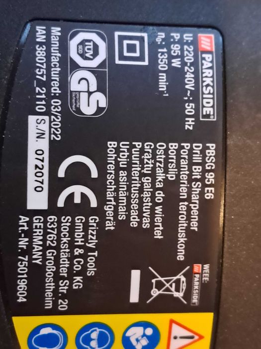 Ostrzalka do wiertel 95w Parkside jak nowa