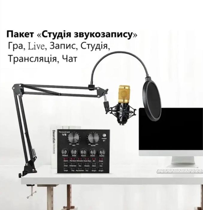 Мікрофон ВМ800 для студійного запису золото